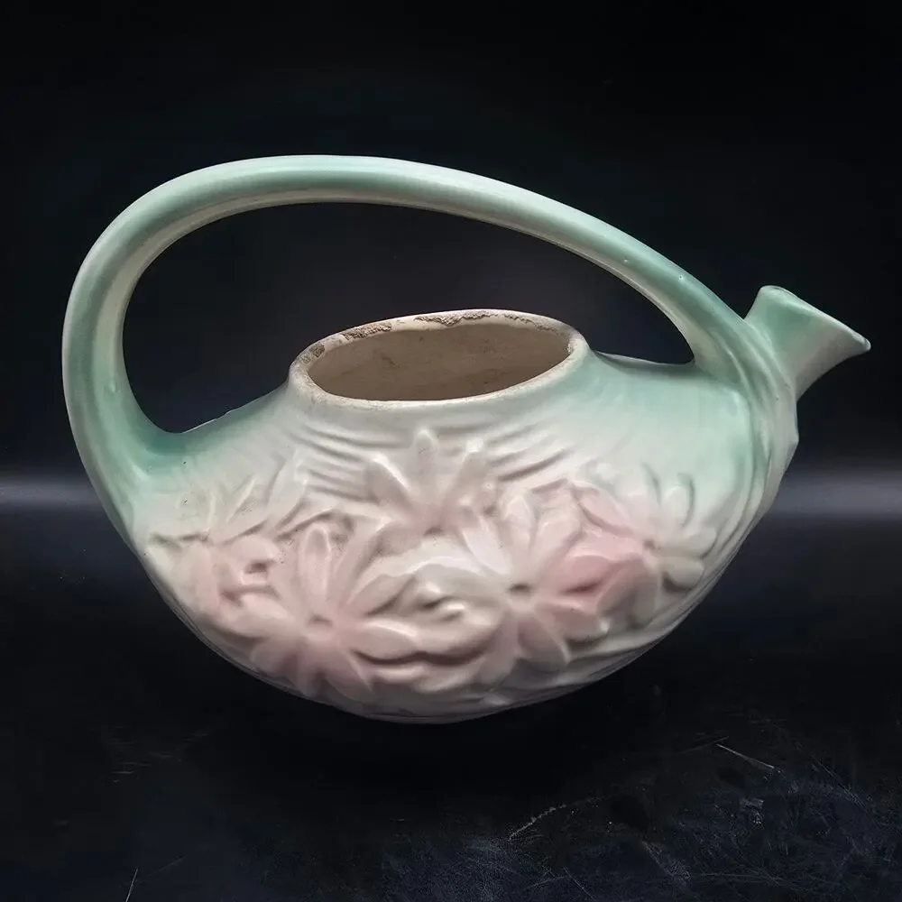McCoy Pink Green Daisy Tea Pot No Lid Vintage USA Pottery